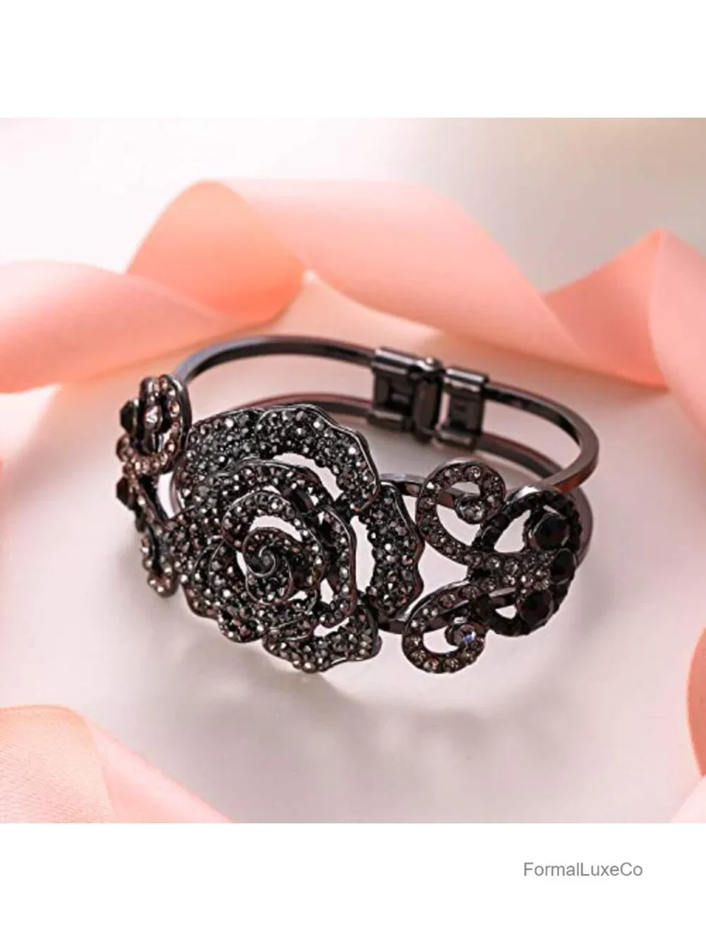 Crystal Flower Butterfly Bangle Bracelet Women Prom Party Jewelry